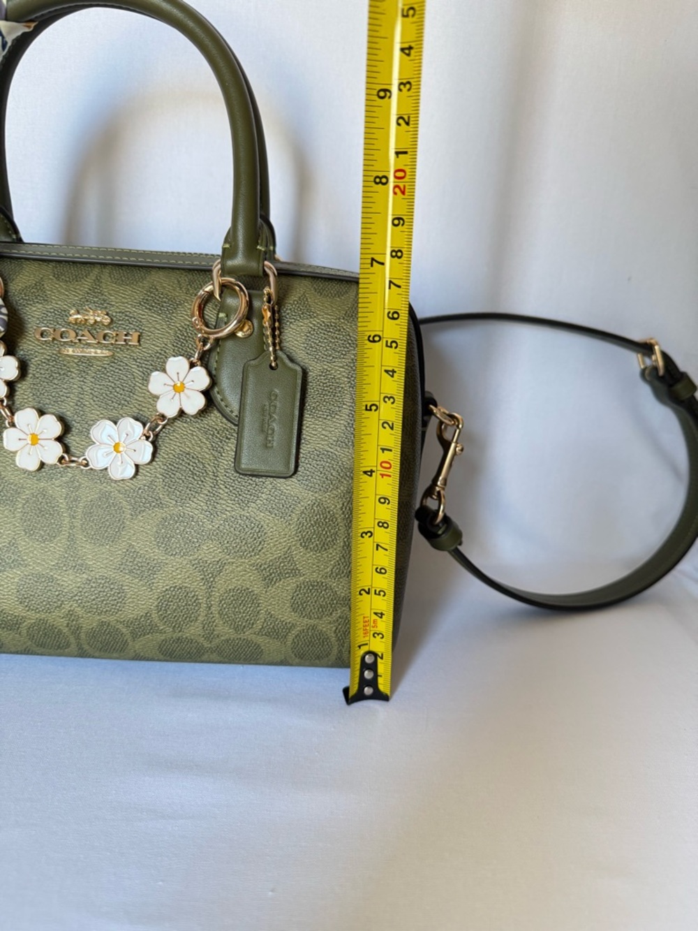 Coach Rowan Satchel Bag Olive/Gold hardware Signature Top Handle Crossbody NWT - Picture 10 of 14